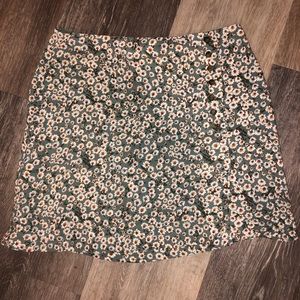 Green floral mini skirt